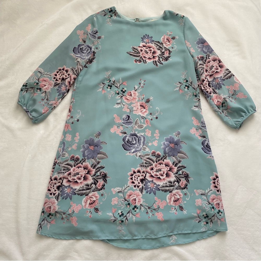 Light Blue with Pink Floral Dress